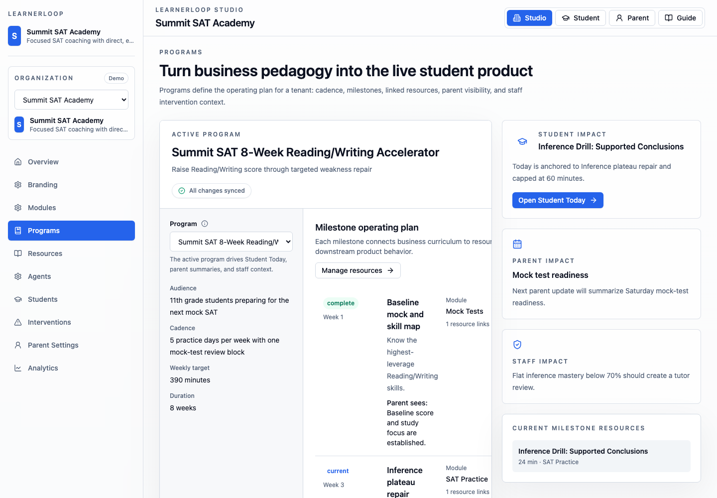 LearnerLoop Studio LearnerLoop product screenshot